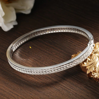 D VVS1 Moissanite Bangle Bracelets For Women Full Diamond Elegant Classic Solid 925 Sterling Sliver Jewelry Accessories