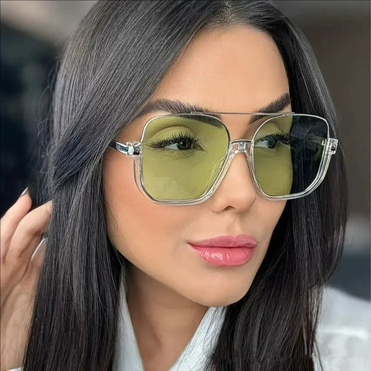 2025 New Vintage Oversized Sunglasses Fashion Men Women Square Shades Eyewear Trendy Ins Popular Brand Design UV400 Sun Glasses