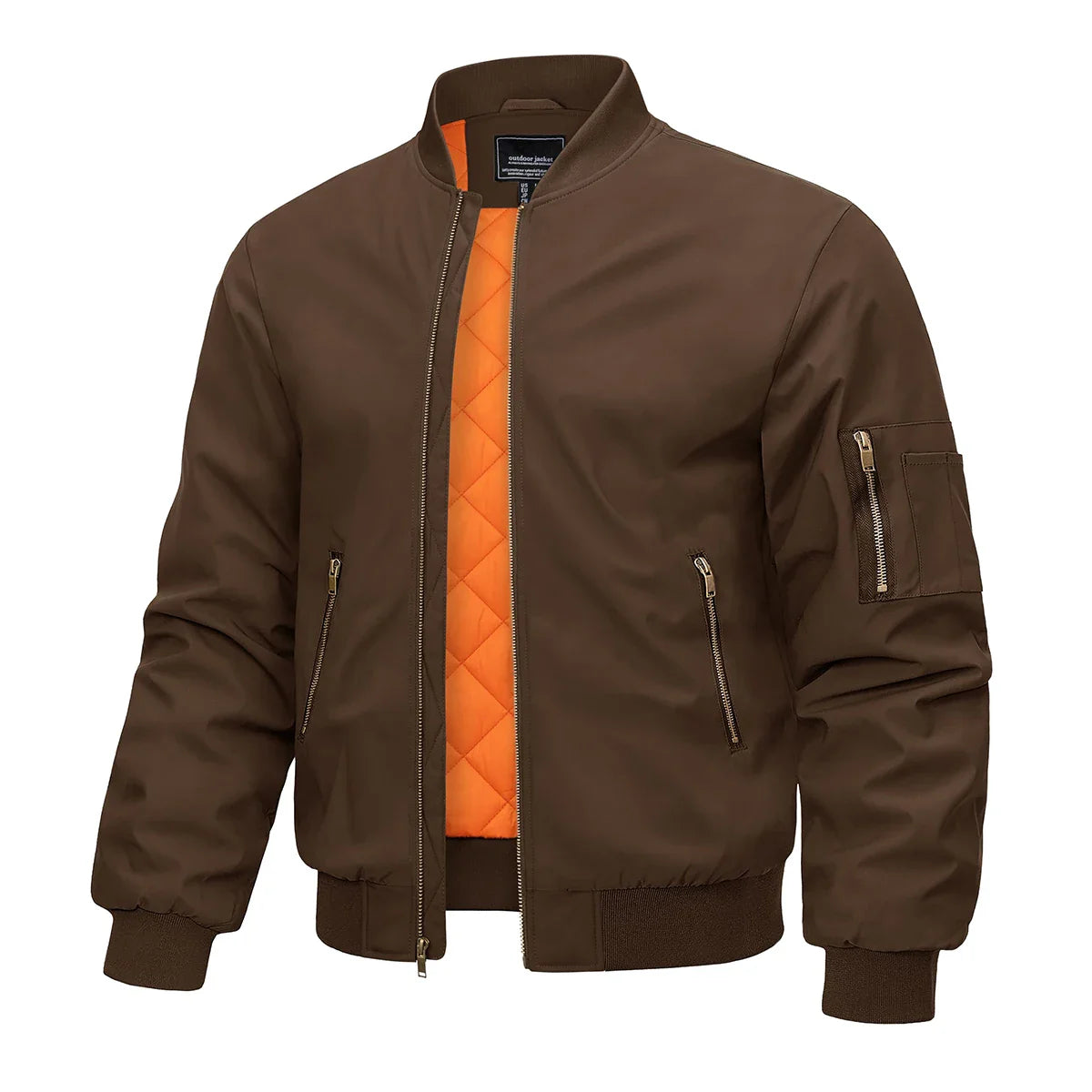 Bomber Jacket Men Warm Zip Up Winter Padded Coat Casual Baseball Jackets Pilot Windbreaker Varsity Jackets