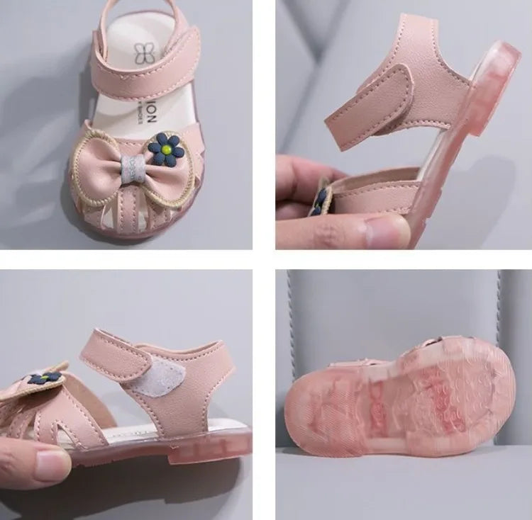 2026 New Girls Baby Soft Sole Princess Sandals Extra Soft Summer Toddler Closed Toe Fashion Walking Shoes