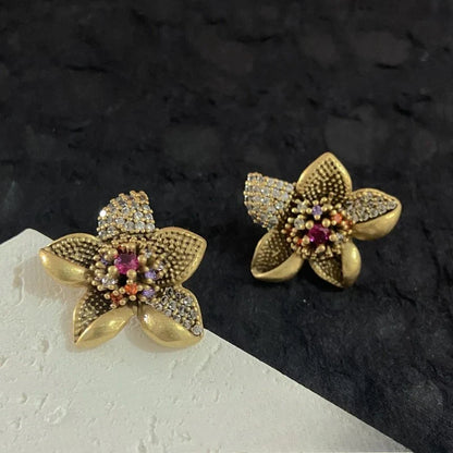 Fashion Jewelry Vintage Temperament High Quality Glass Flower Earrings For Women Female Party Wedding Gift Hot Sale