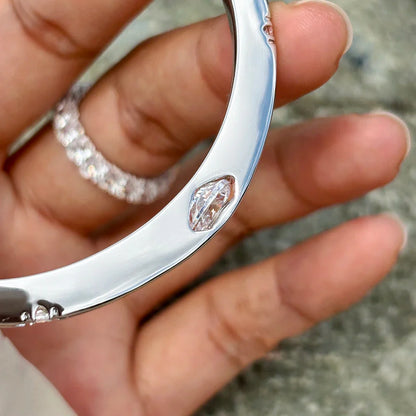 Planet Solitaire High Carbon Diamond Bracelet for Women 100% 925 Sterling Silver Plated 18K Gold Engagement Bangles Fine Jewelry