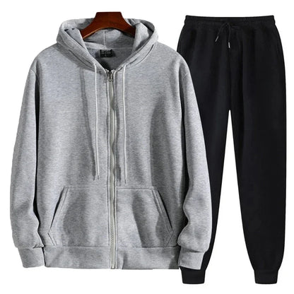 Men's Tracksuit Fashion Daily Sweatshirts Men Single Piece Sweatshirt Sports Pants and Sportswear Zip Up Hoodies Hoodie Cardigan