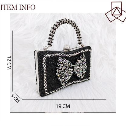 Butterfly-knot Princess Style! Nigerian Ladies Rhinestone-Encrusted Bag & Wear-Resistant and Comfortable Pointed-Toe High Heel