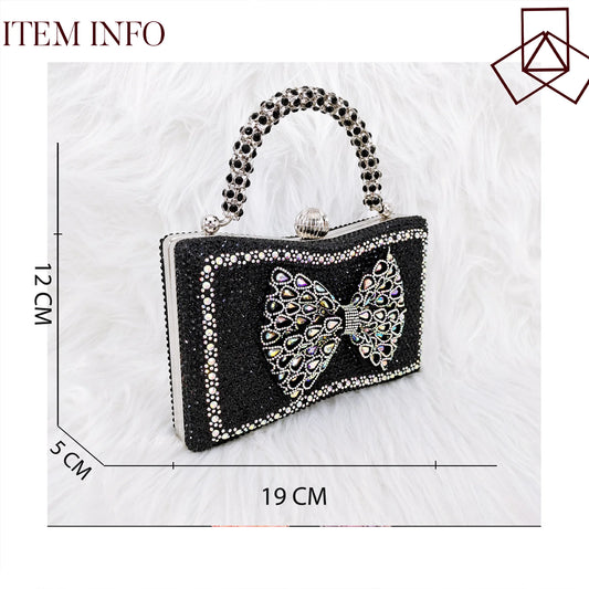 Butterfly-knot Princess Style! Nigerian Ladies Rhinestone-Encrusted Bag & Wear-Resistant and Comfortable Pointed-Toe High Heel