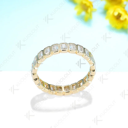 3.5CTW Emerald Cut Moissanite Ring for Men Women PT950 Soild 14K 10K Yellow Gold Silver Band Ring for Wedding Christmas