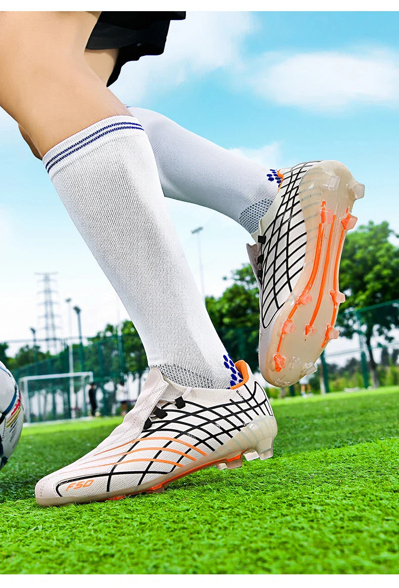 Pink-f50 Professional Mens Football Boots Boys Training Studded Fast Soccer Cleats Outdoor Non Slip Football Shoes Man 35-45