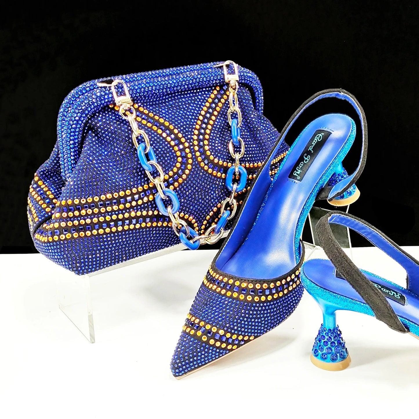 Sky Blue Pointed Toe 2024 New Arrivals Women High Heels Sexy Ladies Shoes and Bag to Match Italian Pumps for Wedding