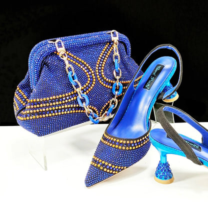 Sky Blue Pointed Toe 2024 New Arrivals Women High Heels Sexy Ladies Shoes and Bag to Match Italian Pumps for Wedding
