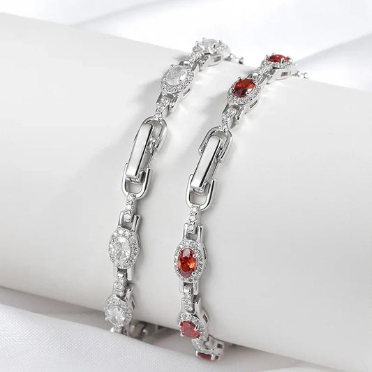 Oval Cut Zircon/moissanite Full Diamond Bracelets for Women Luxury Jewelry Bride Sparkling Bangles S925 Sterling Silver