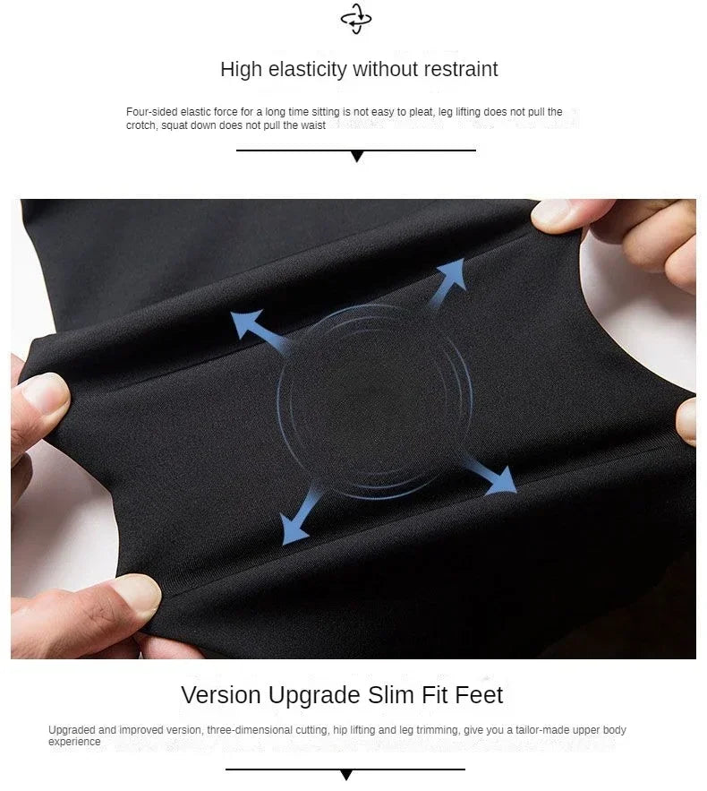 Casual Suit Pants Stretch Men's Dress Pants Black Navy Blue Suit Pants Straight Slim-Fit Business Formal Trousers Plus Size 40