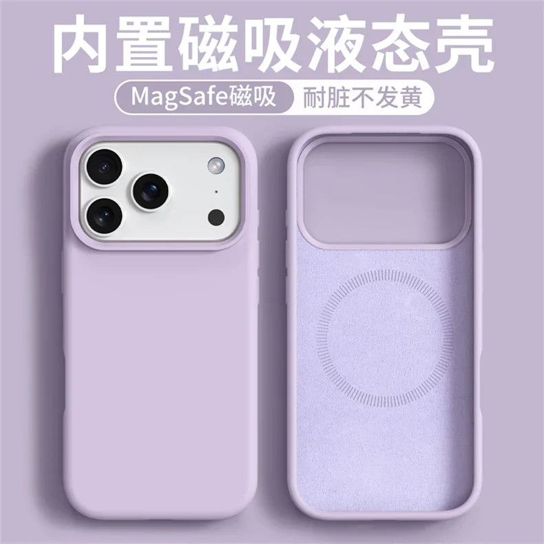 Magnetic Case For iPhone 17 Pro Max 17 Ari MagSafe Liquid Silicone Comfortable Feel Built in Flocking Protect Cover