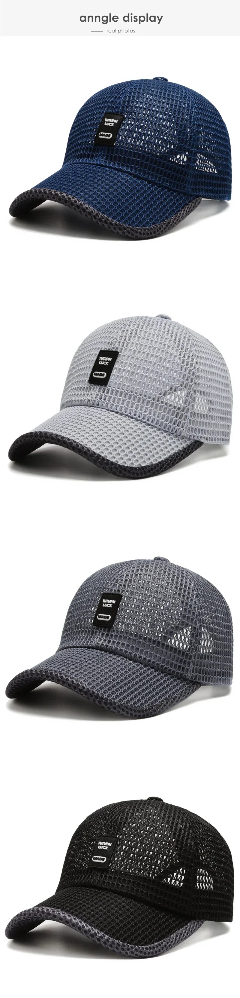Men's Mesh Baseball Cap Breathable Summer Caps Dad Hat Outdoor Fishing Hats Bone Gorras Snapback Trucker Cap Women hat