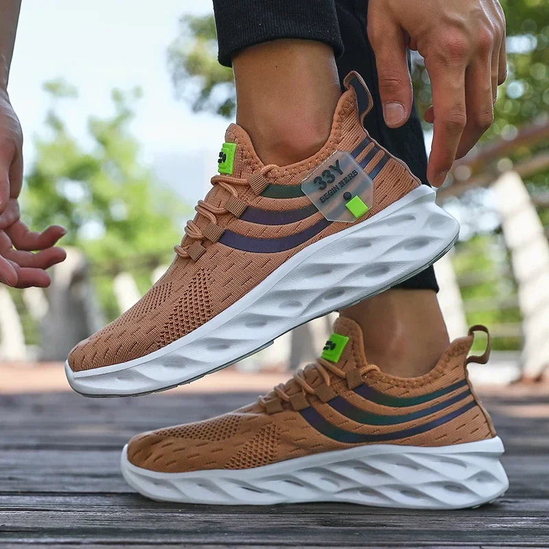 Men's Summer Breathable Mesh Shoes Lightweight Non Slip Knit Running Sneakers Trendy Aesthetic Focused Jogging Basketball Shoes
