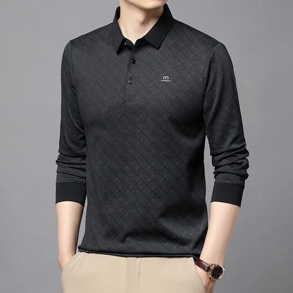 Collar Long Sleeved Polo Shirt for Men in Spring and Autumn 2025 New Business and Leisure Versatile T-shirt