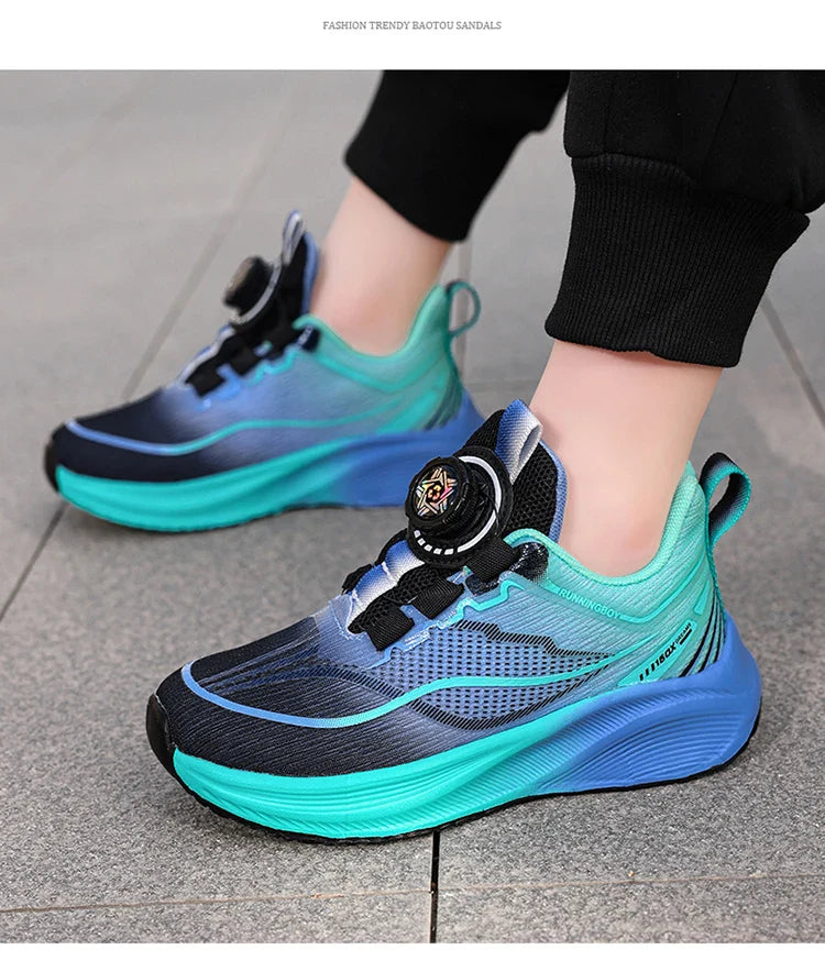Outdoor Lace-up Boys Girls Knit Jogging Shoes Gym Sneakers Children‘s Basketball Shoes Non-slip Breathable Sports Training Shoes