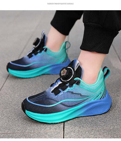 Outdoor Lace-up Boys Girls Knit Jogging Shoes Gym Sneakers Children‘s Basketball Shoes Non-slip Breathable Sports Training Shoes