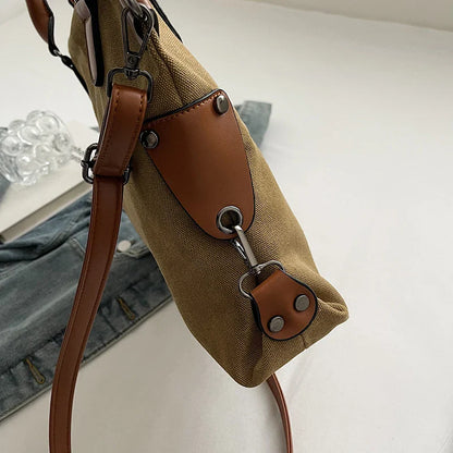 Portable Canvas New Trend Fashion Women's Bag Letter Large Capacity Tote Bag Leisure Commuting Single Shoulder Diagonal Span