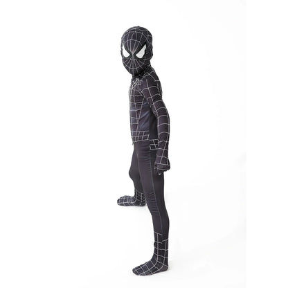 biack spider man  Superhero Costume Bodysuit for Spandex Zentai Halloween Cosplay Jumpsuit 3D Style