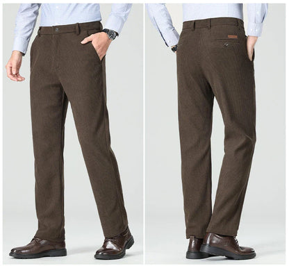 New Mens Corduroy Pants Classic Business Casual Pants Straight Leg Regular Fit Dress Pants Commuting Suit Pants