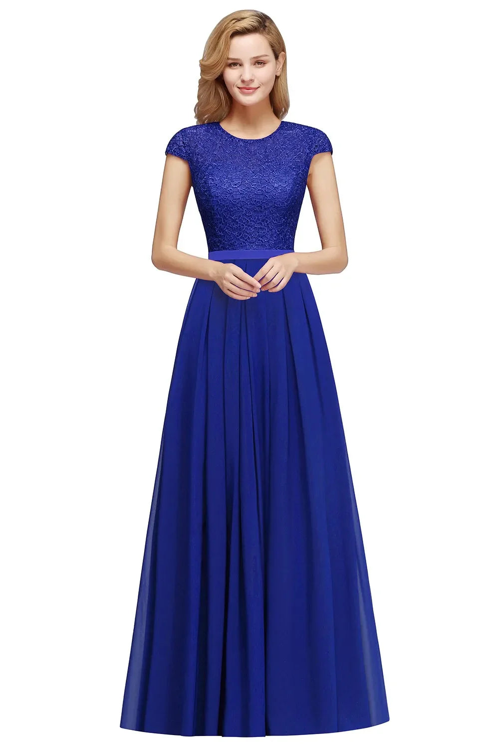 Navy Blue Evening Dresses Elegant A Line Chiffon Lace Women Formal Wedding Guest Prom Party Gowns Robe De Soirée