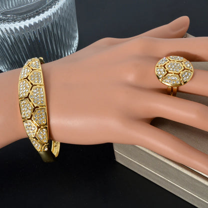 Sunny Jewelry Bridal Wedding Set Acorite Zircon Classic Gold Plated Earrings Necklace Bracelet Ring For Women Gift Anniversary