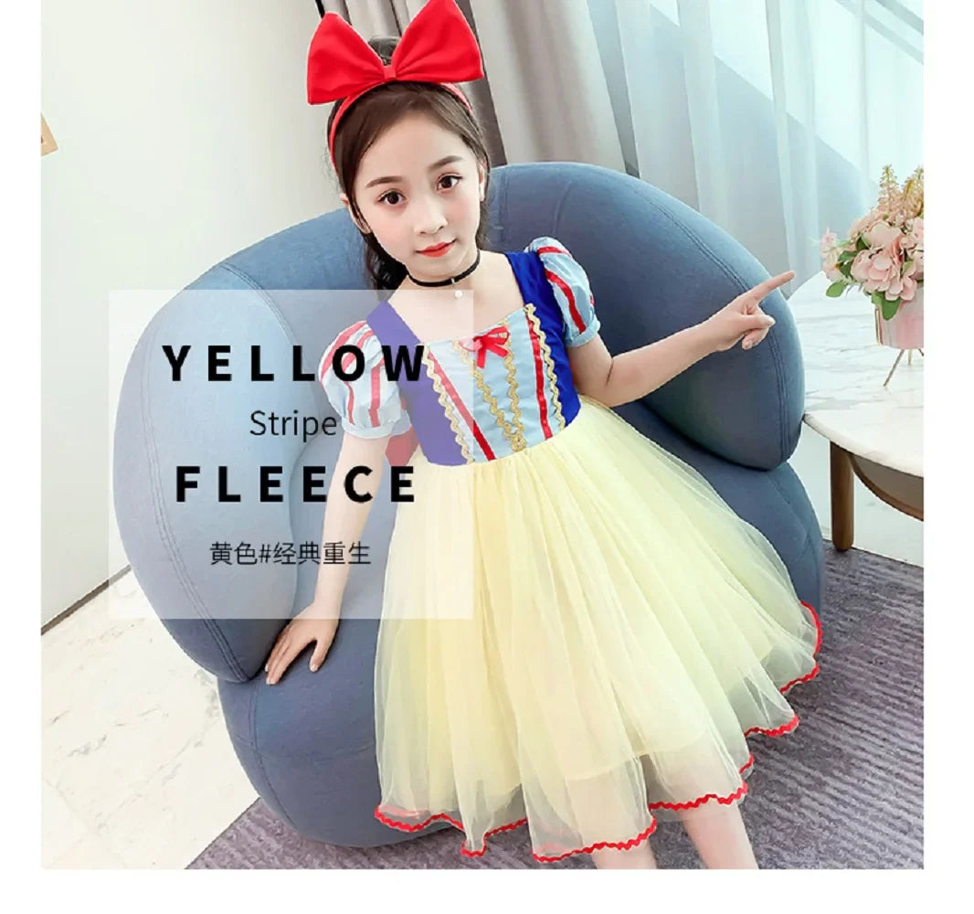 Girls' Snow White Dress Summer Style Little Girl's Frozen Fluffy Mesh Birthday Dress Skirt