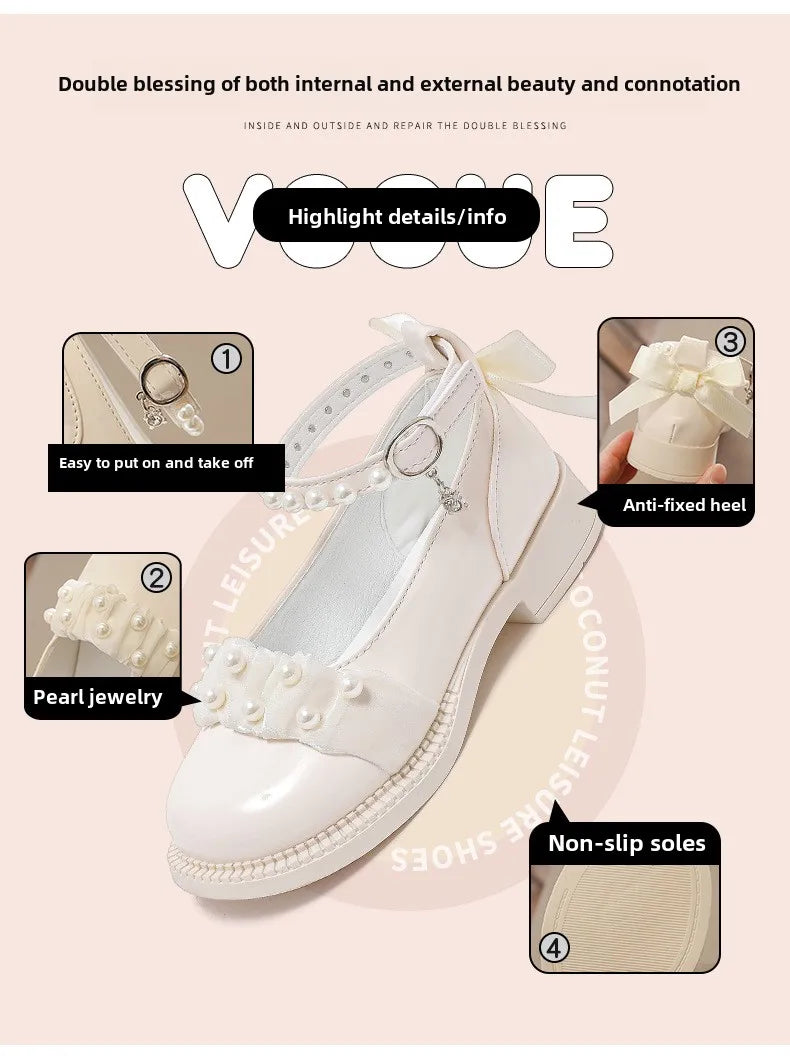 Girl's Mary Janes Organza Beautiful Sweet Children Princess Shoes Three Colors Cover Toe Ankle Strap 26-36 Kids Autumn Shoes