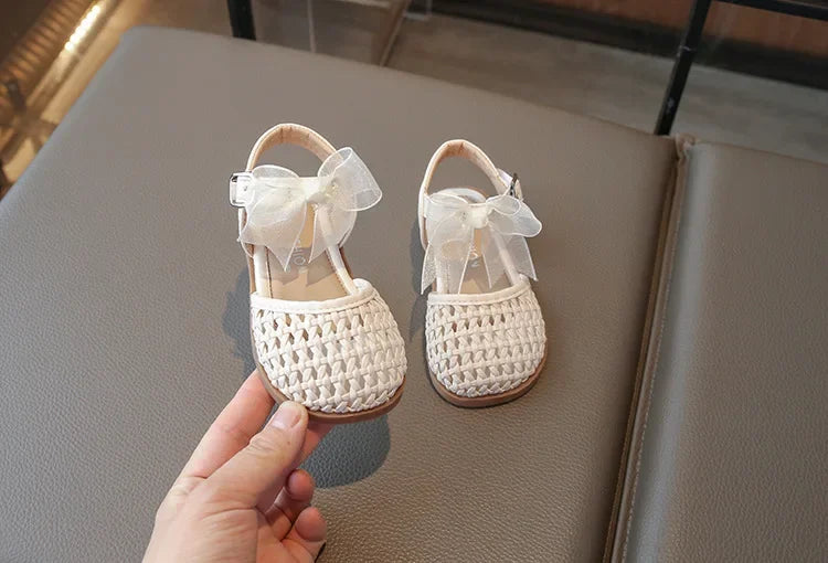 Kids Girls Shoes Children's Woven Sandals New Summer Popular Roman Shoes Children's Soft-soled Princess Shoes