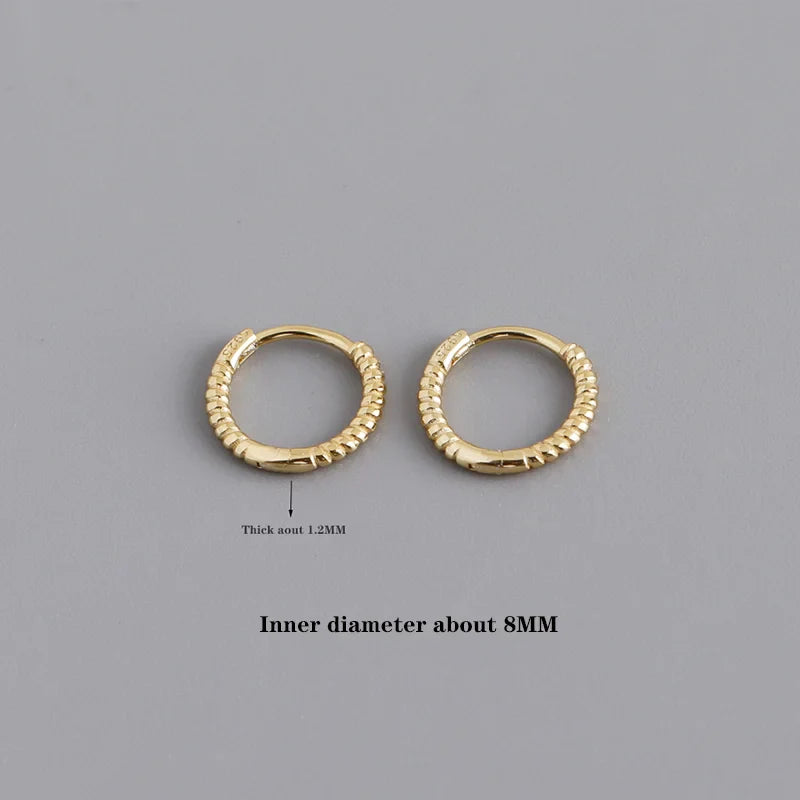 925 Sterling Silver Fashion Piercing Charm Twist Huggies Hoop Earrings for Women Rock Gothic Unisex Jewelry Ear Buckles