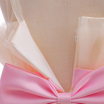 Summer Ruffles Bridesmaids Party Girls Dress Elegant Bow Wedding Birthday Princess Dresses Girl Tulle Pageant Evening Costumes