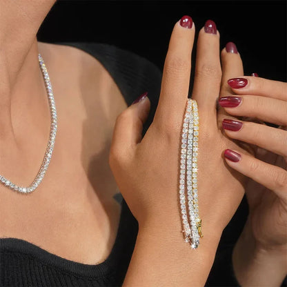 Real D Color Full 2/2.5/3/4/5/6.5mm Moissanite Tennis Bracelet For Women S925 Plated 18K Rose Gold Diamond Link Bracelets