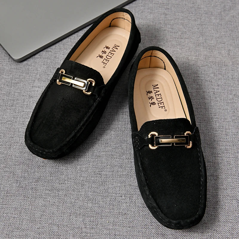 Men Fashion Luxury Leisure Leather Loafers Shoes Slip on Soft Comfortable Non-slip Driving for Men