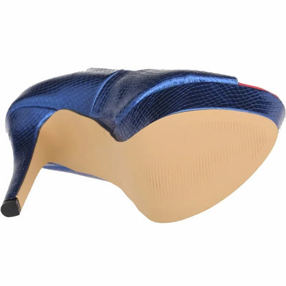 Women Sandals Sexy Pumps Patent Leather Platform Crocodile Pattern 14cm High Heels Peep Toe Stilettos Party Dress Wedding Shoes