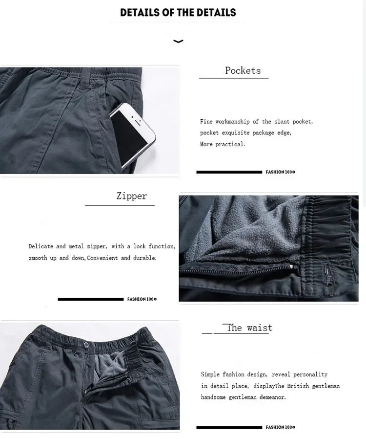 Men's Fleece Cargo Pants Winter Plush Tactical Pants Casual Joggers 3XL Korean Loose Hiking Running Warm Thermal Trousers