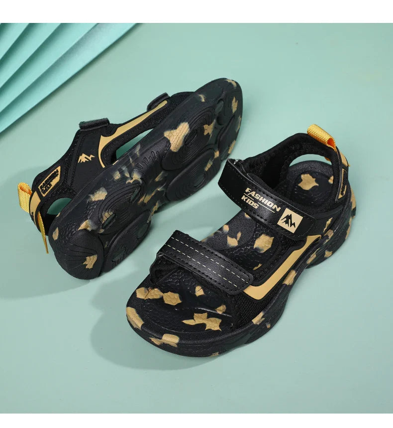 2025 Summer Boys Soft Sandals Fashion Children Shoes Autumn Light Cartoon Sandalias Flat Beach 4-12 Years Old Kids Shoes 12yrs