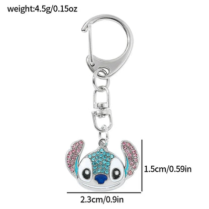 Stitch Cartoon Pendant Necklace Cute Filled Rhinestones Jewelry Personality Sweater Chain Gift for Fashion Lovers
