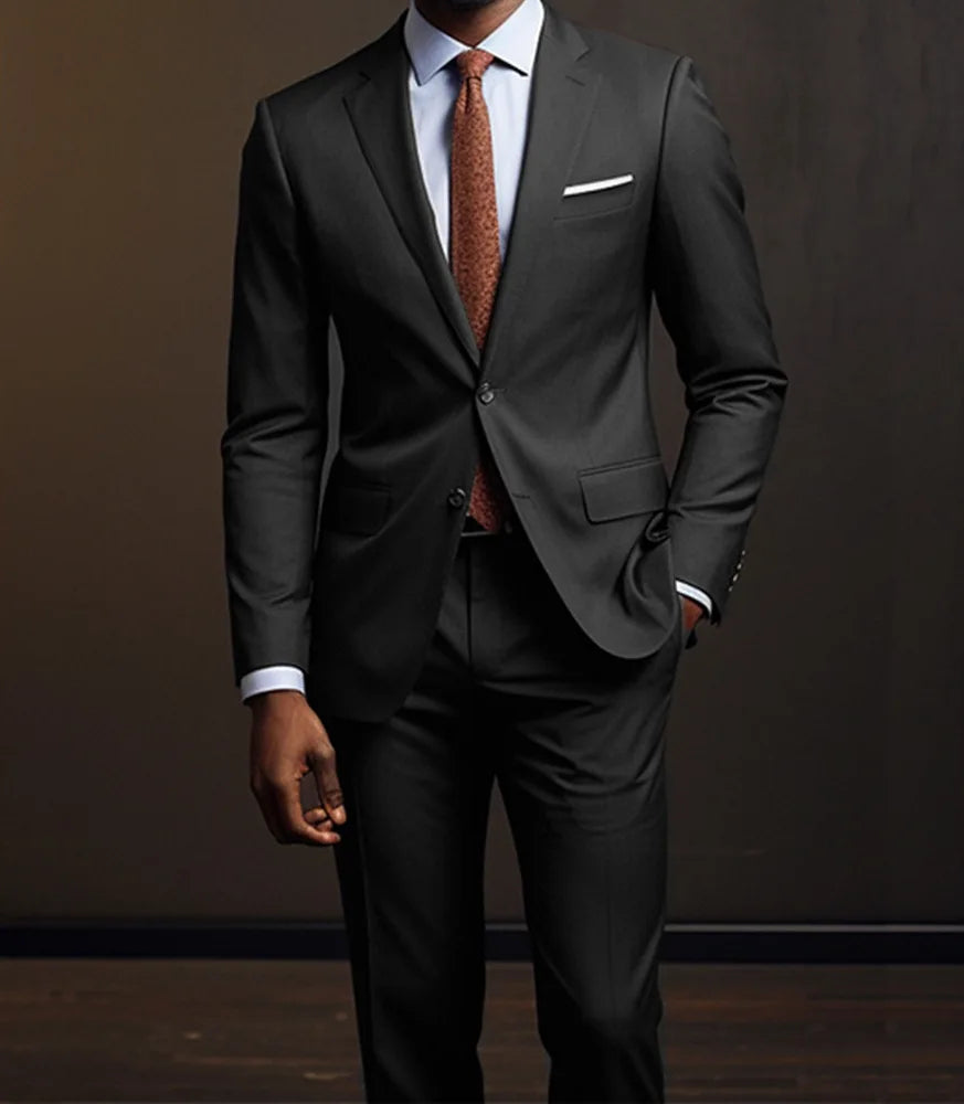 Casual Slim Fit Wedding Groomsmen Suit Set Men's Business Cotton Blend Fashion Urban Two Piece Suit Lightweight Autumn Wear
