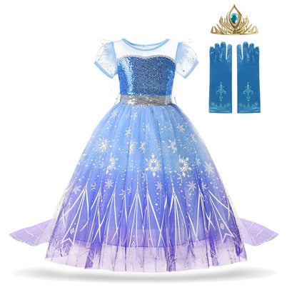 Vestidos de Elsa para Meninas Fantasia de Princesa Infantil Lantejoulas Fantasia Infantil Cosplay Rainha Roupas de Halloween Vestidos de Festa de Carnaval