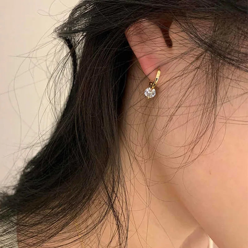 6.5mm 2CTTW Moissanite Wedding Hoop Earrings for Women Charm Lab Diamond Earring Fine Jewelry 100% S925 Sterling Silver