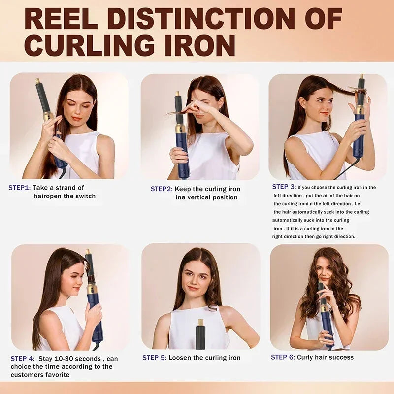 5 In 1 Hair Dryer Comb Set Professional Hot Air Styler For Hair Curling Straightening And Volumizing At Home