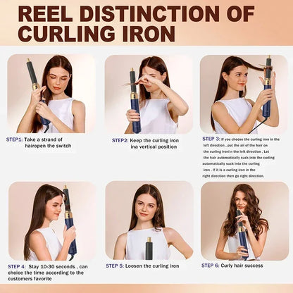 5 In 1 Hair Dryer Comb Set Professional Hot Air Styler For Hair Curling Straightening And Volumizing At Home