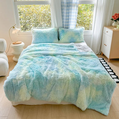 1Pc  Mink velvet fabric Colorful Soft Warm Sofa Throw Blankets Travel Blanket Warm Bedding All Season With zipper Duvet Covers
