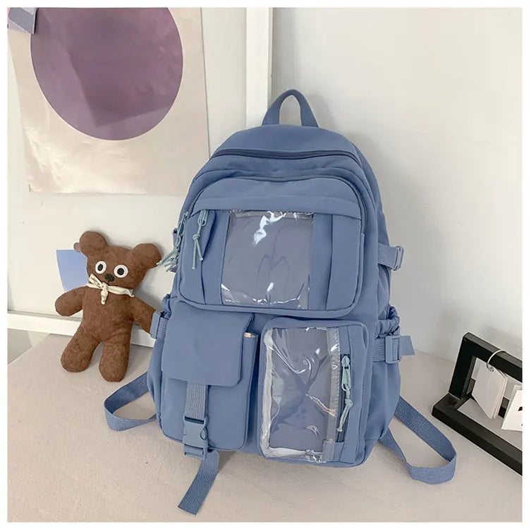 New Cute Nylon Backpack Suitable for Young Girls, Female Students, and Ladies, Multi-Pocket Student Backpack