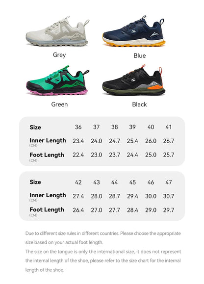 Unisex Hiking Shoes Women Men Trail Running Outdoor Sneakers Artificial Leather Non Slip Lace-Up Walking Shoes