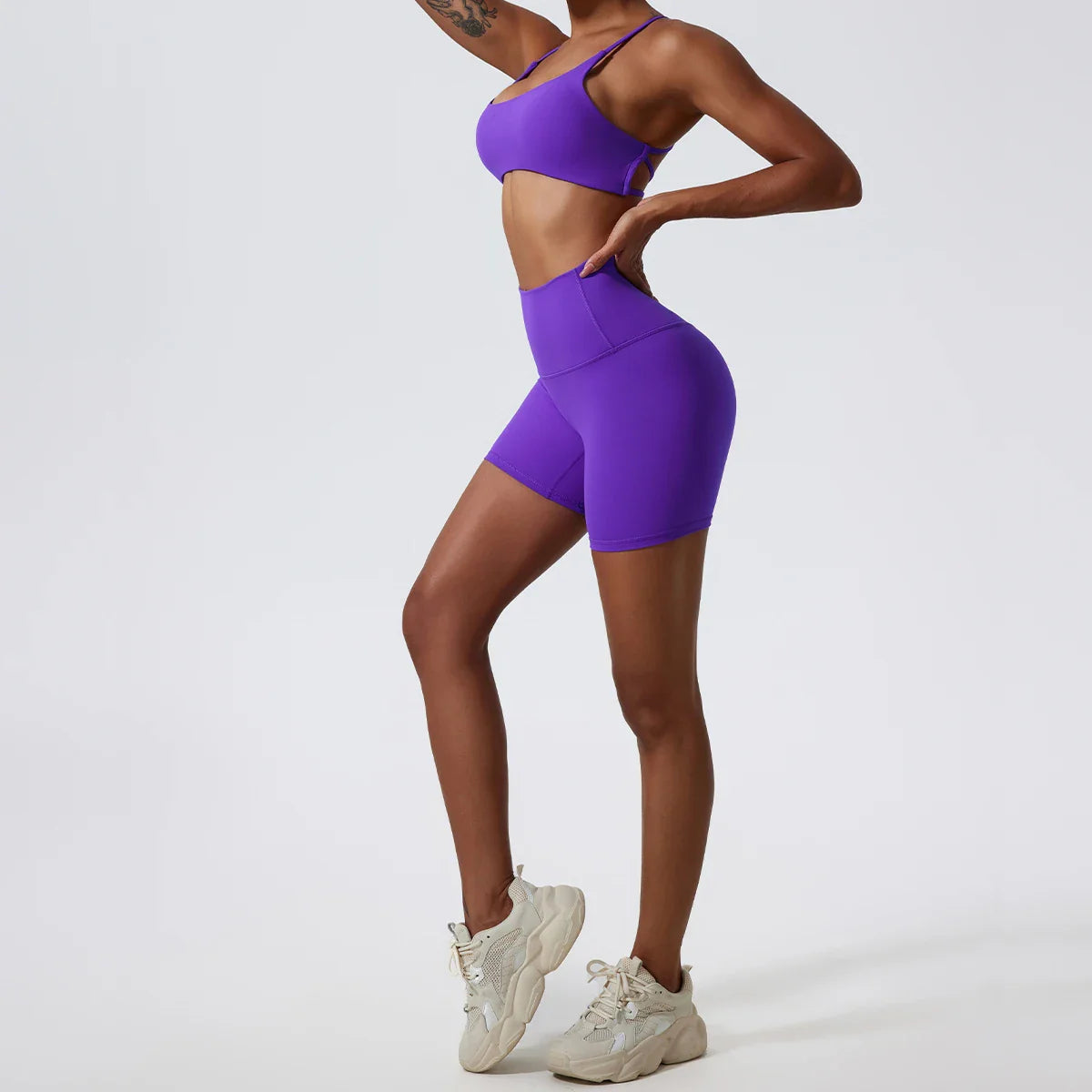 Two Pieces Yoga Set Women Gym Shorts Sports Suit Female Soften Skin-Friendly Activewear Beauty Back Women Sportswear