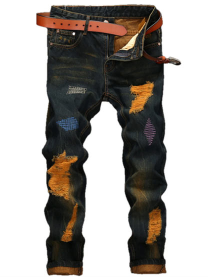 American retro personality makes old men's straight jeans