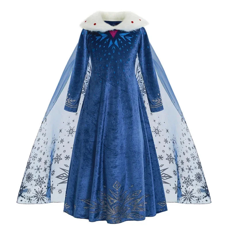Frozen Snow Queen Elsa Anna Girls Cosplay Mesh Princess Dress Kids Halloween Carnival Party Birthday Frock Ball Vestidos