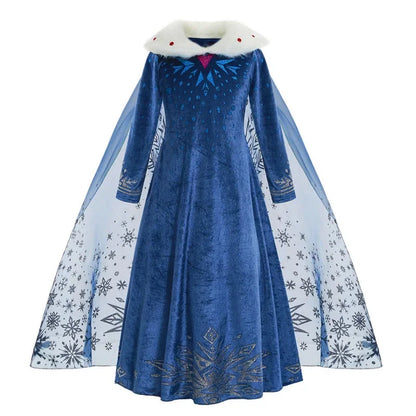 Frozen Snow Queen Elsa Anna Girls Cosplay Mesh Princess Dress Kids Halloween Carnival Party Birthday Frock Ball Vestidos