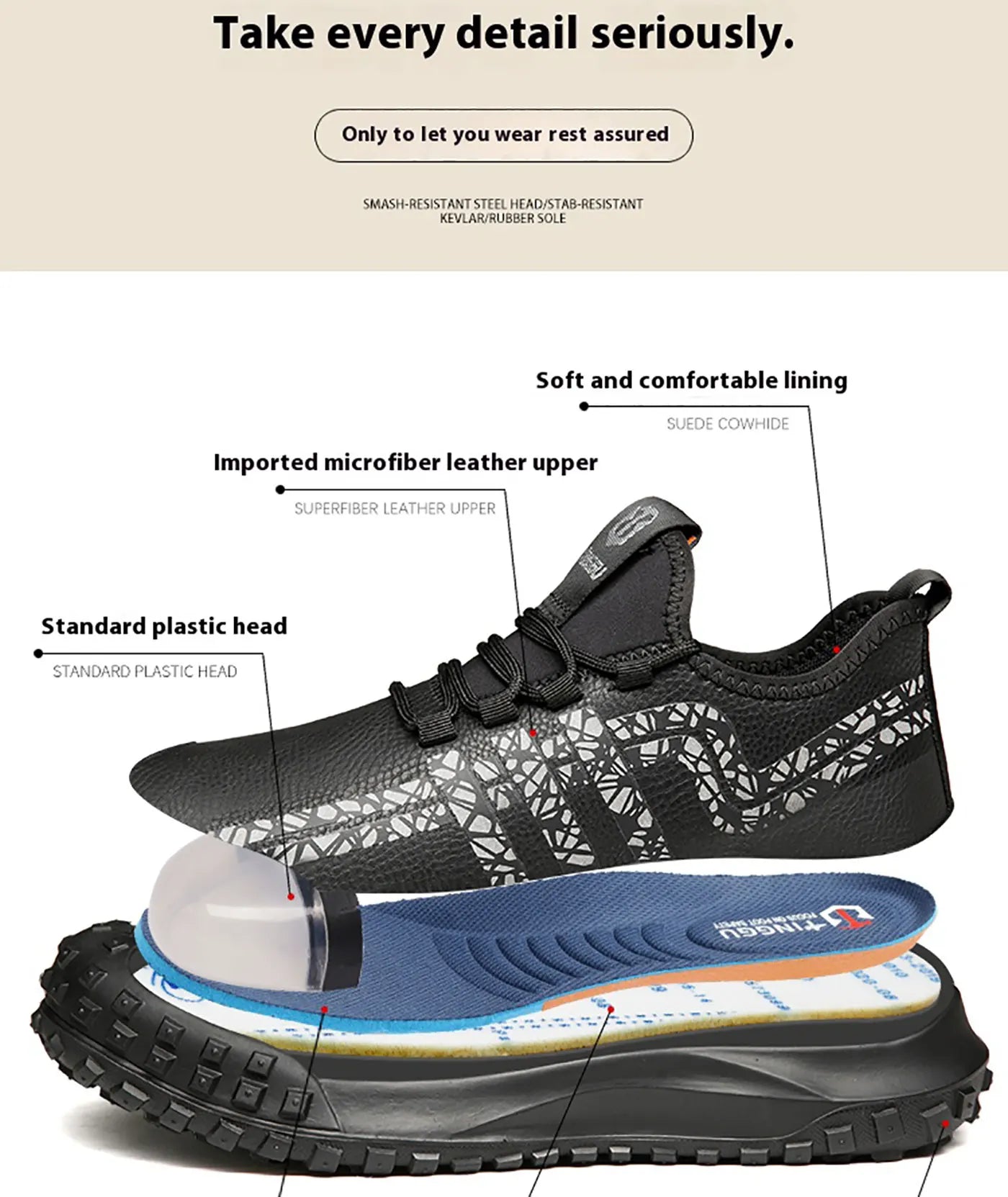 New insulated anti smashing, anti piercing, anti slip, and anti splashing work shoes for men's safety shoes